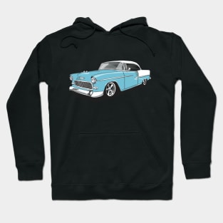 1955 Skyline Blue Chevy Bel Air Print Hoodie